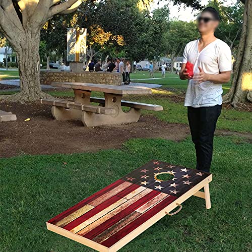 Solid Wood Classic Cornhole Set Flag Pattern Cornhole Outdoor Game
