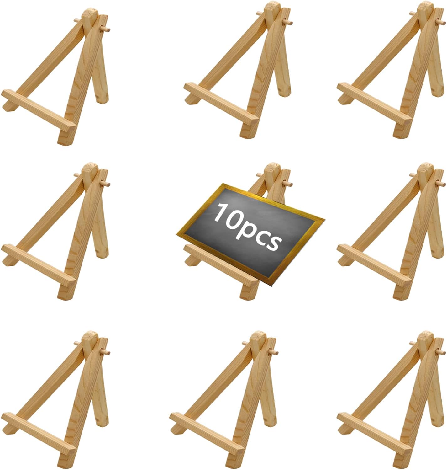 7.5 Inch Mini Wood Display Easel, 10 Pcs Tabletop Easels for Displaying Photos, Picthres