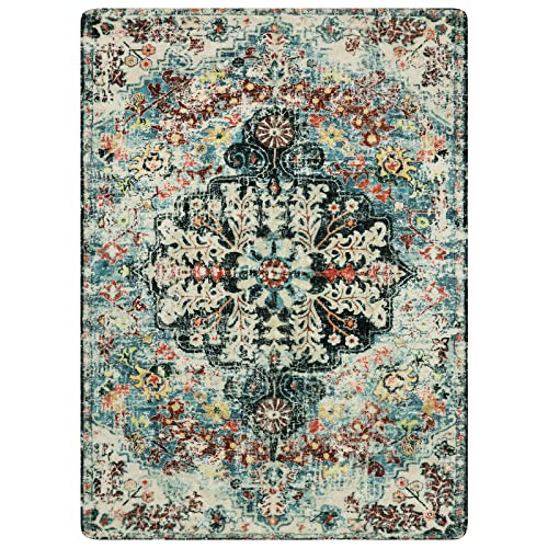 Reine Bohemian Floral Medallion Area Rug