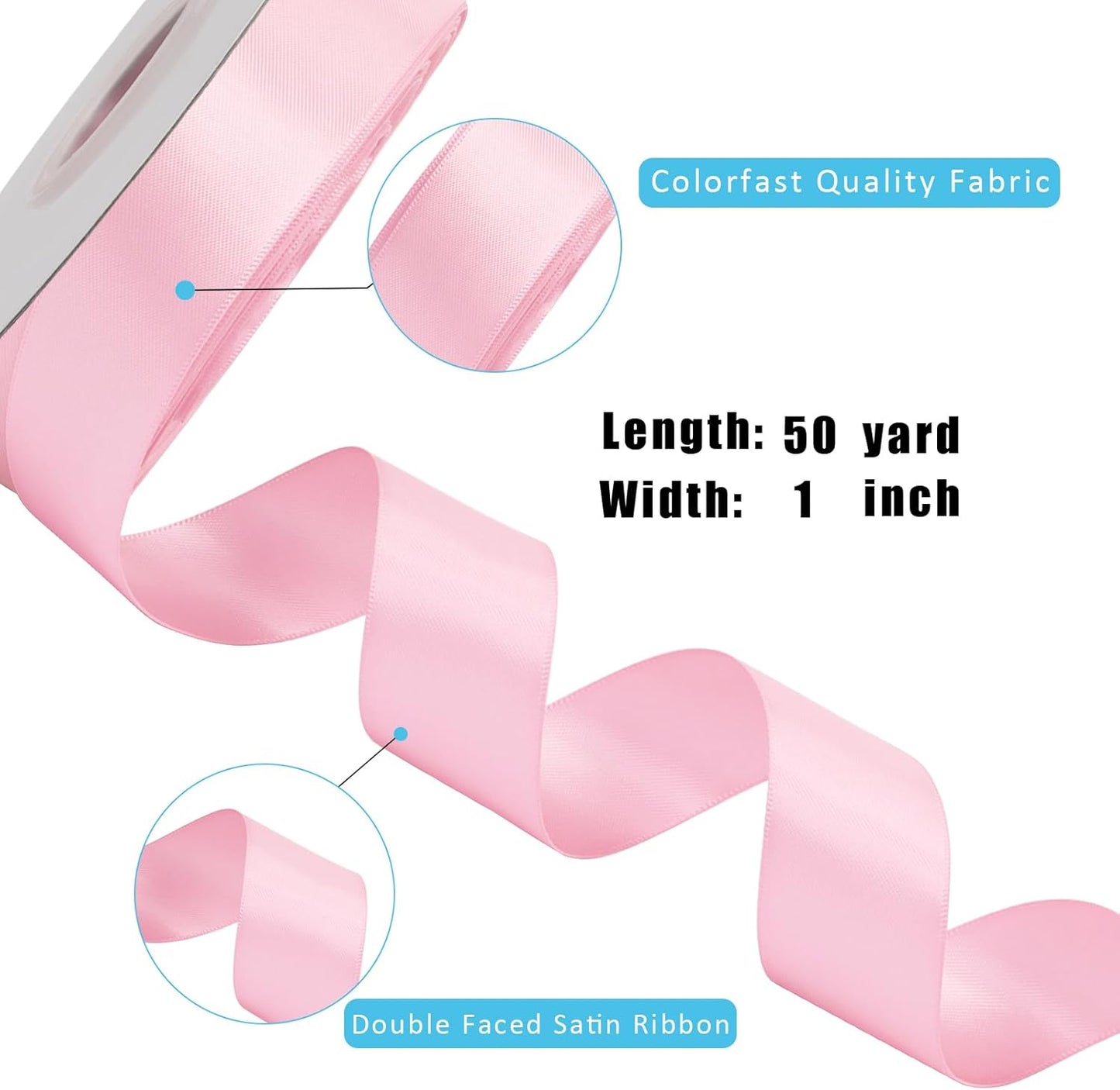 LaRibbons 1 Inch 50 Yard Double Faced Satin Ribbon,Rose Pink Satin Craft Fabric Ribbon for Gift Wrapping Floral Bouquets Wedding Party Decoration - Crafty Corner