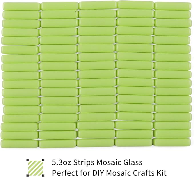 Youway Style Green Mosaic Tiles for Crafts Bulk,150g Strips Shapes Mosaic Glass Pieces for Crafts DIY Spring Mosaic Art Decor,Mosaic Kit Supplies