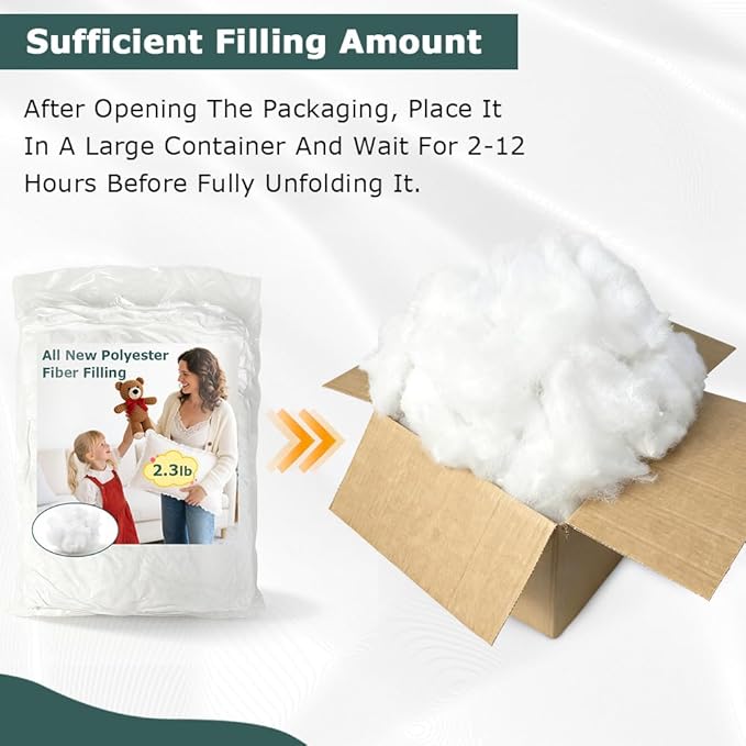 Welacer Pillow Stuffing 2.3lbs/36.8oz, Polyfill Stuffing for Stuffed Animals, Crafts, DIY Plush Toys, Back Cushions, Cloud Decoration, All-New Material Premium White Polyester Filling for Crochet