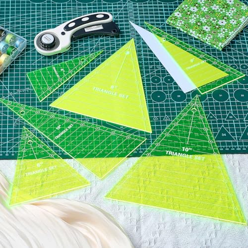3 Set Tall Triangle Rulers for Quilting 6 8 10 Inch Wedge Triangle & Wing Quilting Rulers and Templates Acrylic Quilt Templates for Sewing Layer Cake Patchwork Cutting Pattern DIY Craft