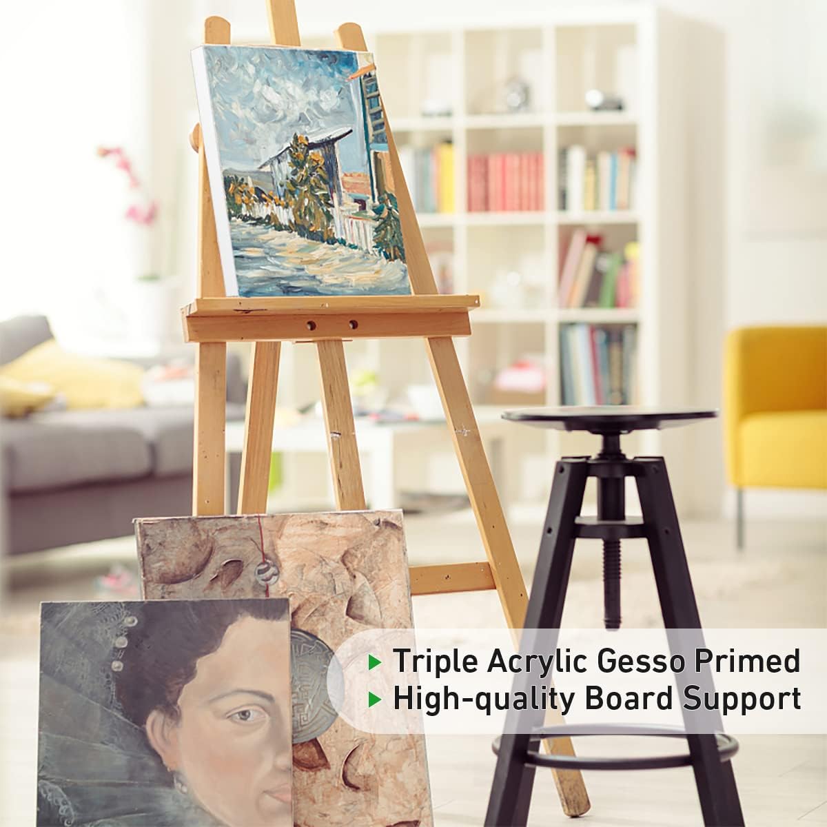 GOTIDEAL Stretched Canvas, 9x12 Inch Set of 8, Primed White - 100% Cotton Artist Canvas Boards for Painting, Acrylic Pouring, Oil Paint Dry & Wet Art Media