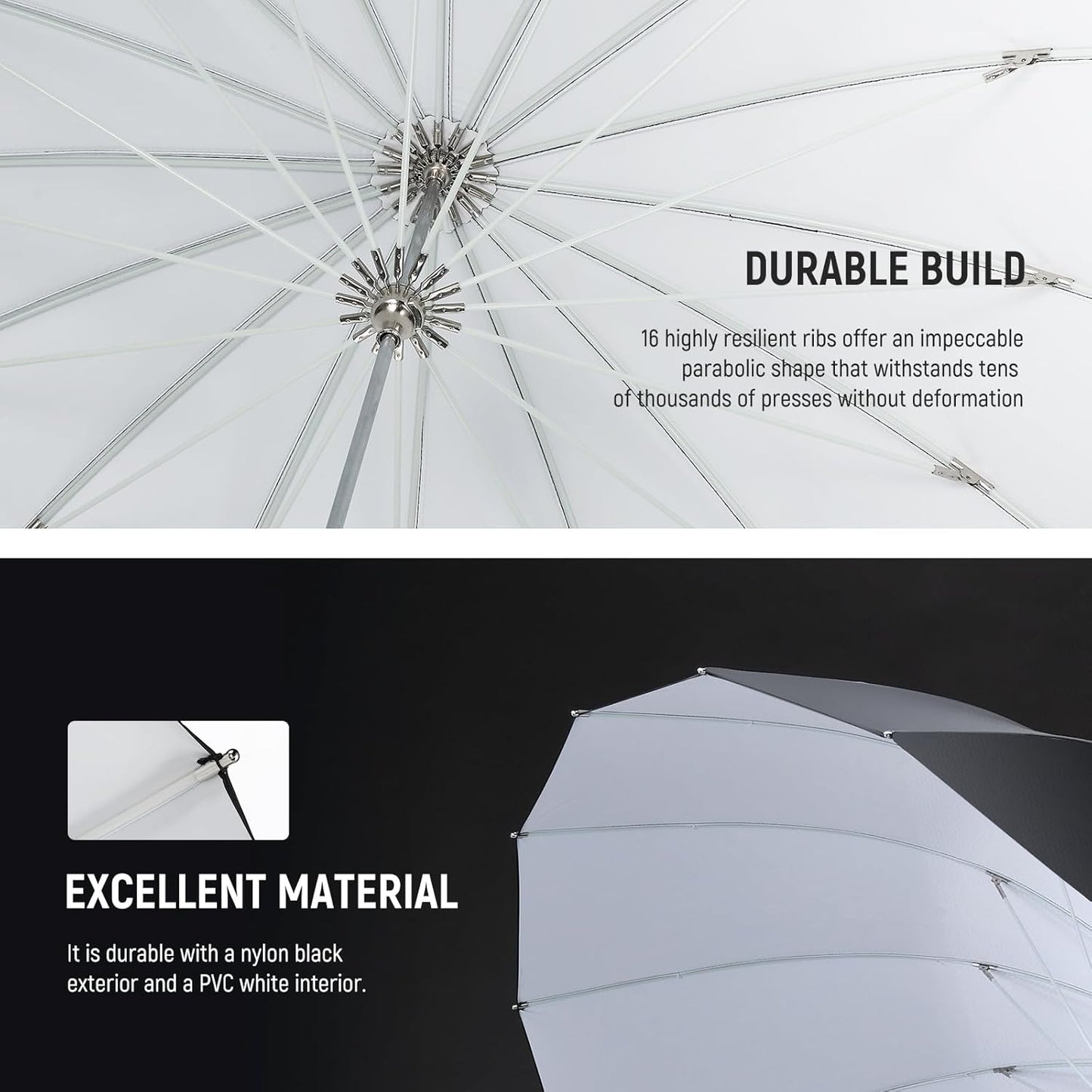 NEEWER 41"/104cm Parabolic Reflective Umbrella Photography with White Inner, Soft Lighting with Diffuser Cover, Bag, Quick Fold for Camera Photo Studio Video Light Shooting Monolight Flash, NS1U