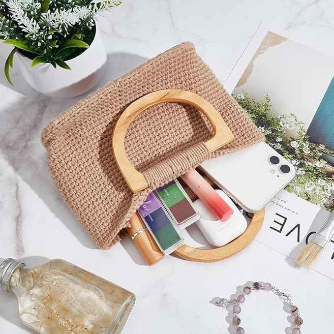 FREEBLOSS 3 Set Crochet Bag Kit for Beginners 3 Colors Tote Bag Set with Step-by-Step Video Tutorials Knitting Kit Crochet Beginners Set for Adults