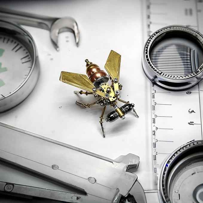 3D Metal Model Kits Puzzle for Adults, Steampunk Electric Mechanical, Assembly DIY Gift Craft Hobby for Men Christmas Decorations Insect Brass Puzzle (Fly)