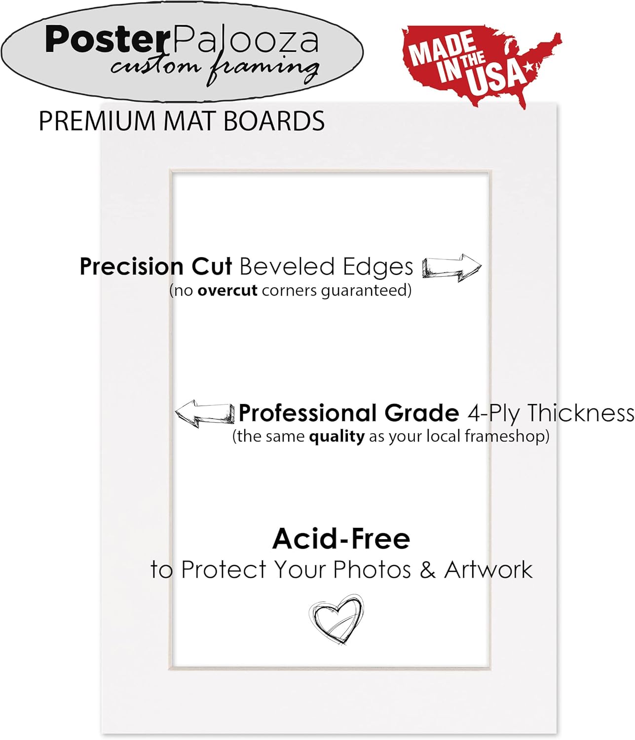 Poster Palooza 11x14 Mat Bevel Cut for 8.5x11 Photos - Acid Free Brick Red Precut Matboard - For Pictures, Photos, Framing - 4-ply Thickness