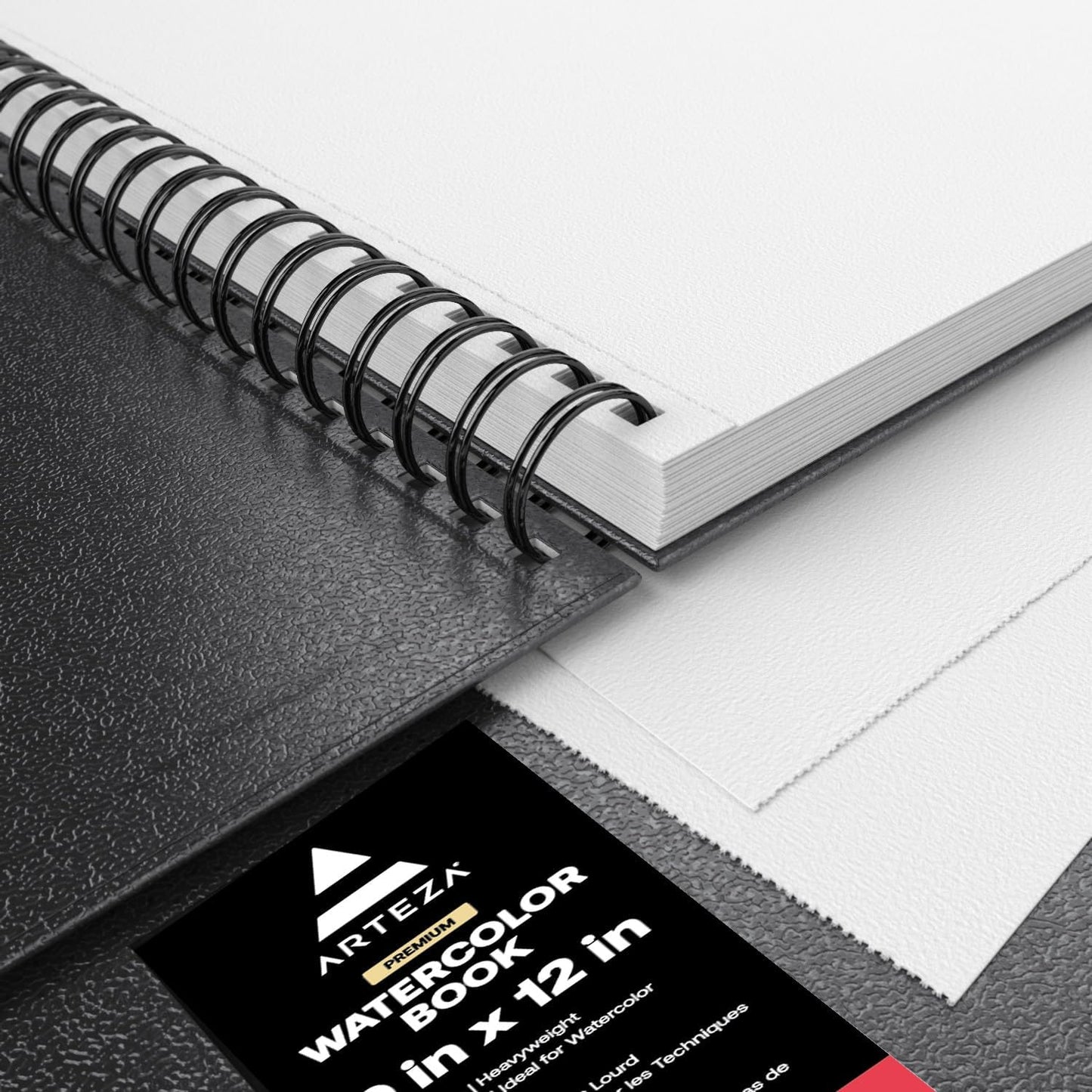 ARTEZA Watercolor Sketchbook 2-Pack, 64 Pages Each, 9x12 Inches – Spiral-Bound, 140 lb Cold Press Paper, Black Hardcover for Watercolor & Mixed Media - Crafty Corner