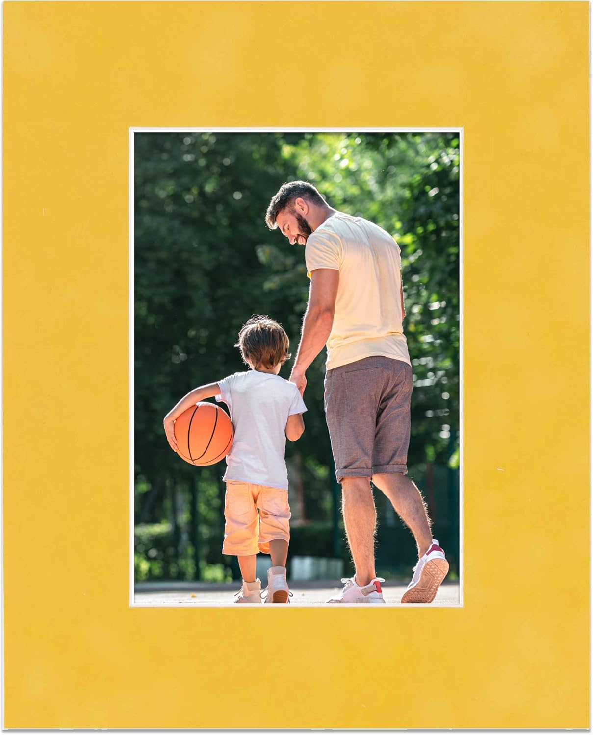 Pack of Ten 8x10 Mats Bevel Cut for 6x8 Photos - Acid Free Sunrise Yellow Suede Precut Matboards for Pictures, Photos, Framing - 4-ply Thickness