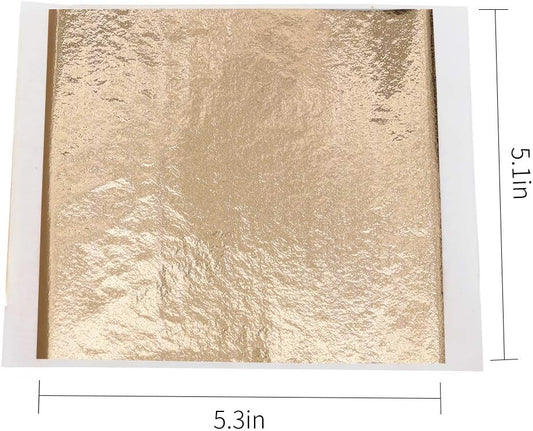 Imitation Gold Foil Sheets - KINNO Champagne Gold Leaf Paper 100 Sheets 5.1 by 5.3 Inches for Paintings, Handcrafts, Picture Frames, Sculpture, Furniture, Arts Decoration, Gilding, Nails, and Wall