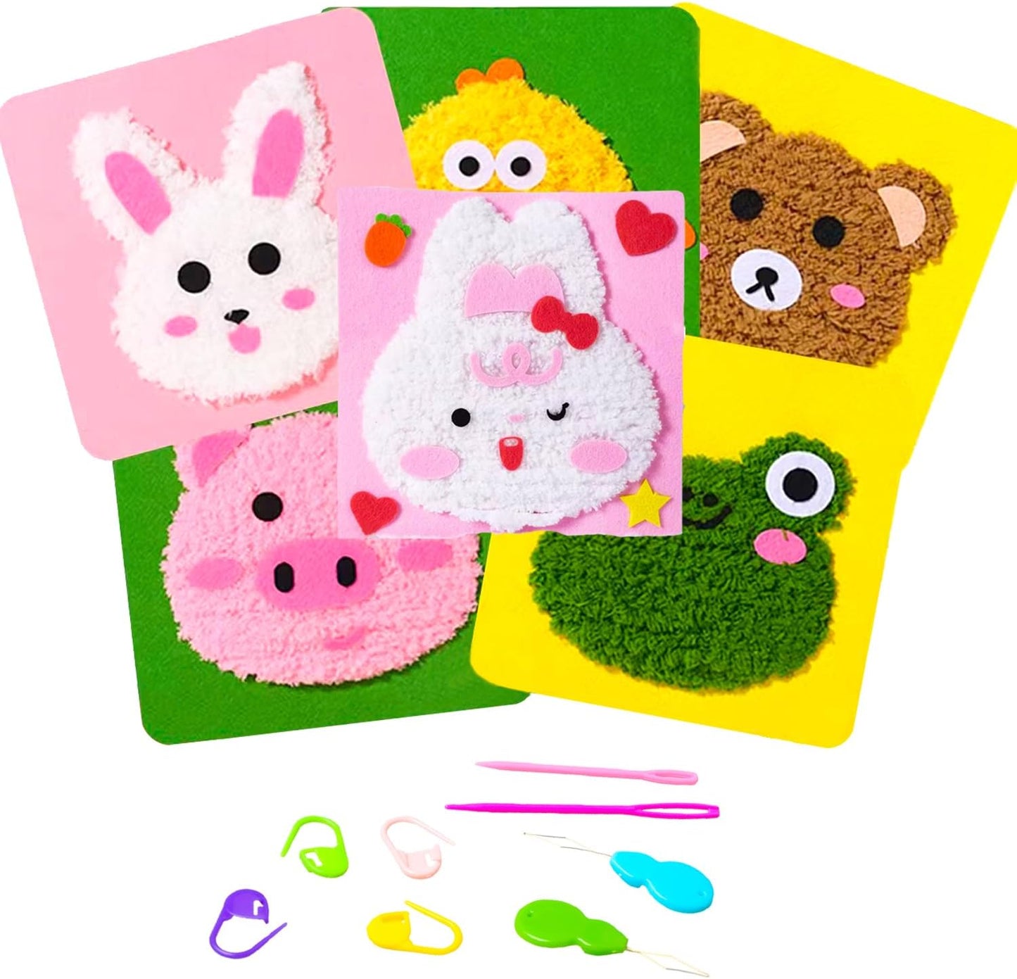 Hekisn 45Pcs Large Eye Blunt Yarn Needles kit, Assorted Sizes Bent Tapestry Darning Needle, Sewing Needles with Needle Threaders & Stitch Markers for Knitting Crochet (Purple&White)