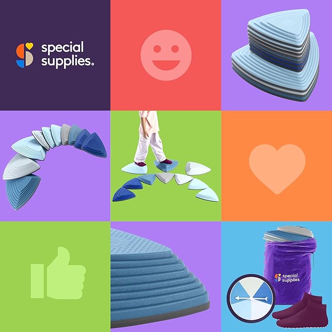 Special Supplies Stepping Stones for Kids Indoor and Outdoor Balance Blocks Promote Coordination, Balance Strength Child Safe Rubber, Non-Slip Edging