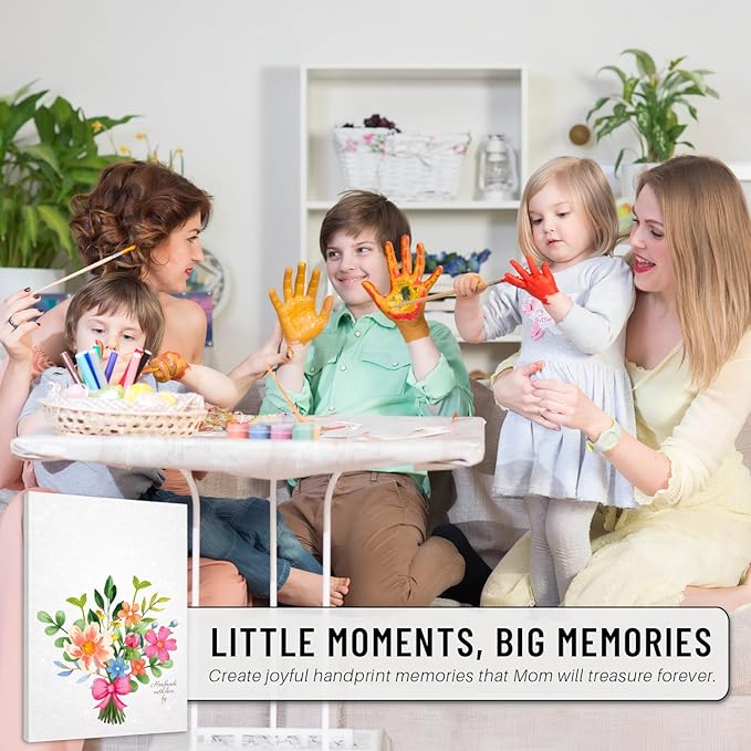 MIKAYENUS Happy Mother's Day Handprint Craft - First Mother's Day Craft Gifts From Kid To Mom - Hand Frint Crafts & Arts - DIY Flowers Handprint Gifts For Grandparents, Mom From Kid, Son, Daughter