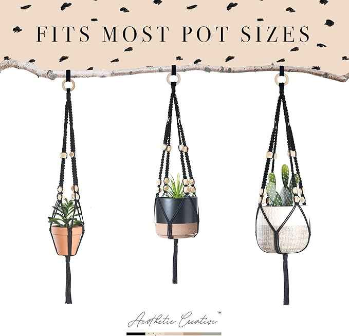 Macrame Kit-Black Edition-Makes 3 Macrame Plant Hangers with Easy to Follow Instructions for Adult Beginners - Includes 109 Yards 3mm Cotton Macrame Cord, Wooden Beads & Custom Instruction Booklet