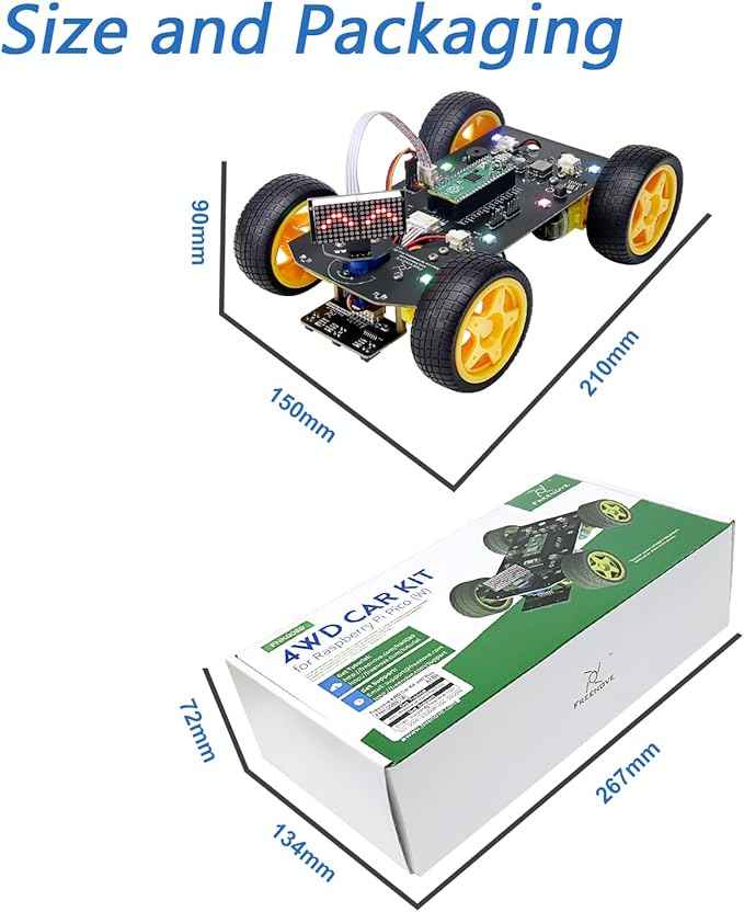 Freenove 4WD Car Kit for Raspberry Pi Pico (Included) (Compatible with Arduino IDE), Dot Matrix Expressions, Obstacle Avoidance, Line Tracking, Light Tracing, Colorful Light