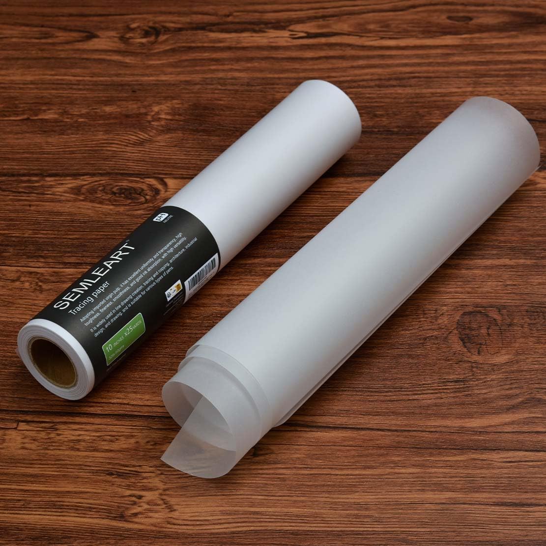 SEMLEART Artit's Tracing Paper roll,32lb/50gsm,10 inch x 25 Yard,Translucent Tracing Paper for Pencil, Marker and Ink - Trace Images, Sketching,Drawing