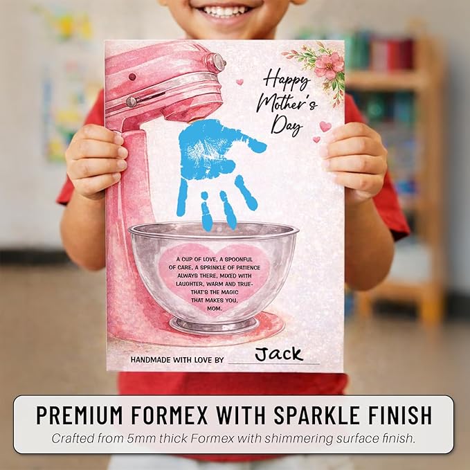 Mothers Day Crafts For Kids, Toddlers - First Mothers Day Gifts For Mom From Kids Arts And Crafts - Hand Frint Craft & Art Activity - DIY Handprint Gifts For Grandparents, Mom From Kid, Son, Daughter