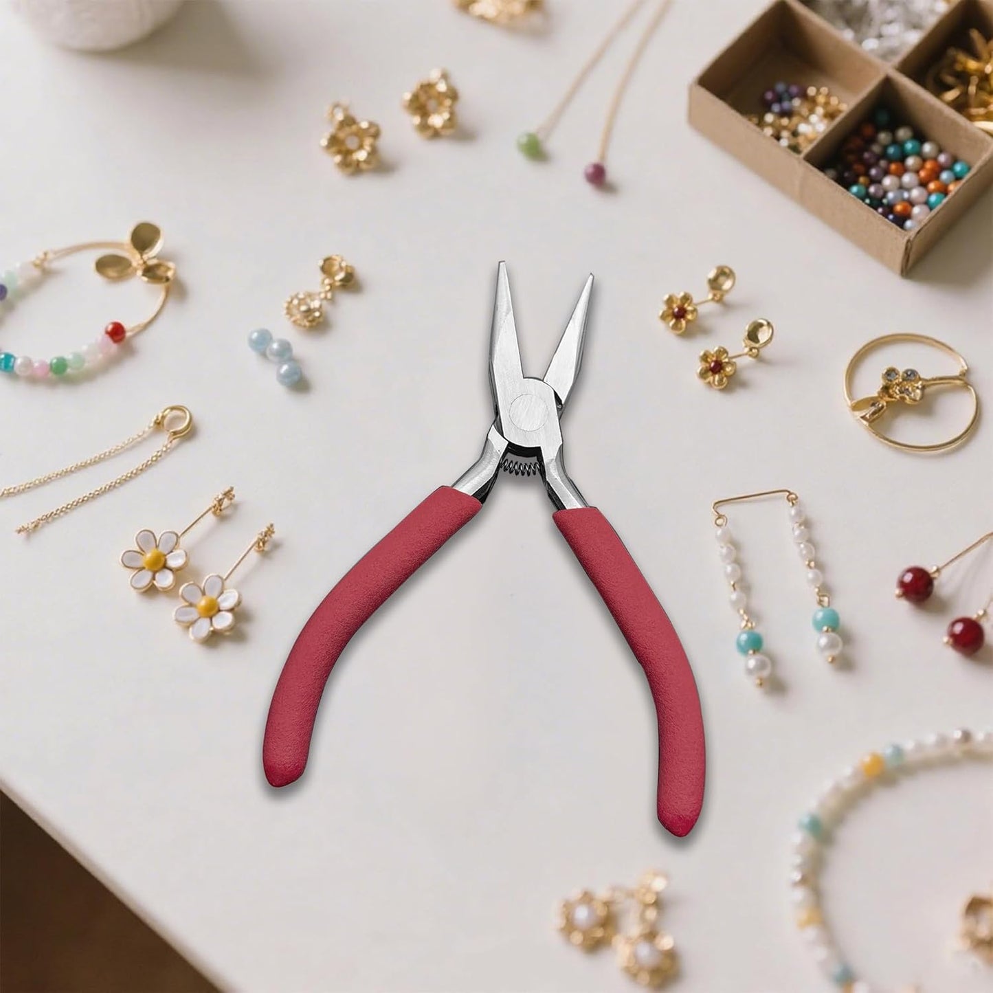 Jewelry Pliers, Spring Loaded Needle Nose Pliers for Object Grasping, Wire Bending and Repair - Crafty Corner