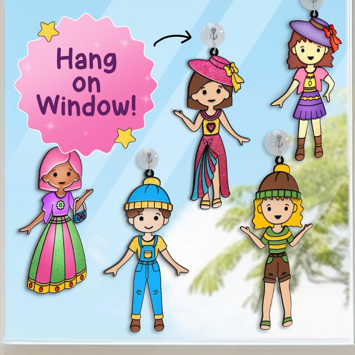 SmartCraft Window Art Fashion Kit with 225 Unique Combinations for Girls 5 to 10 Years Old | Glass Painting Kit | Birthday Gift for 5, 6, 7, 8, 9, 10 | Sun Catcher Art & Craft Activity Kit - Crafty Corner