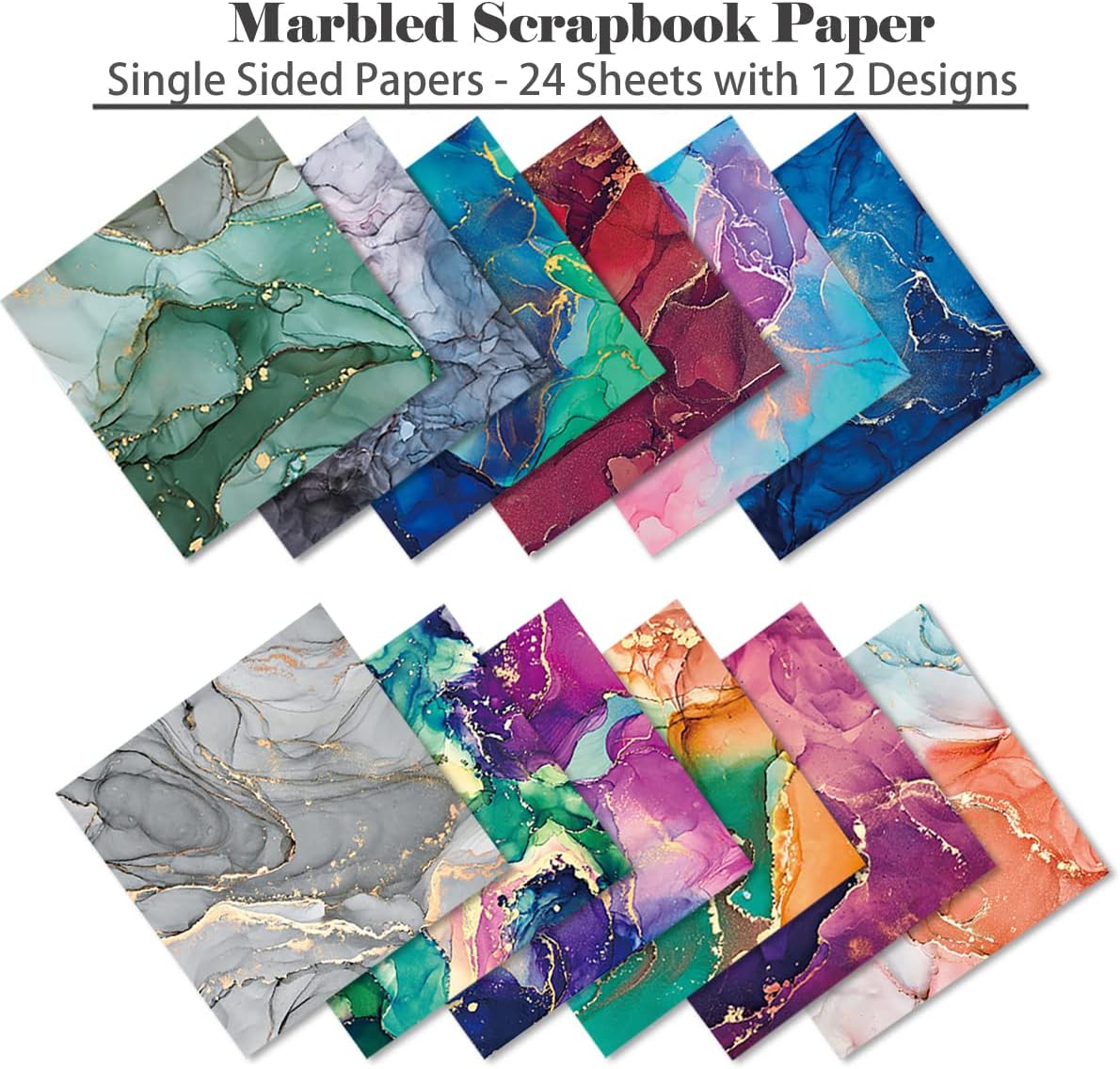 YASMEN Scrapbook Paper Pad 6×6, Marbled Pattern Watercolor Paper, 24 Sheets Single-Sided Colorful Cardstock Paper, Craft Card Making Paper Pack Scrapbooking Journal Supply Designer Art Paper Pad - Crafty Corner