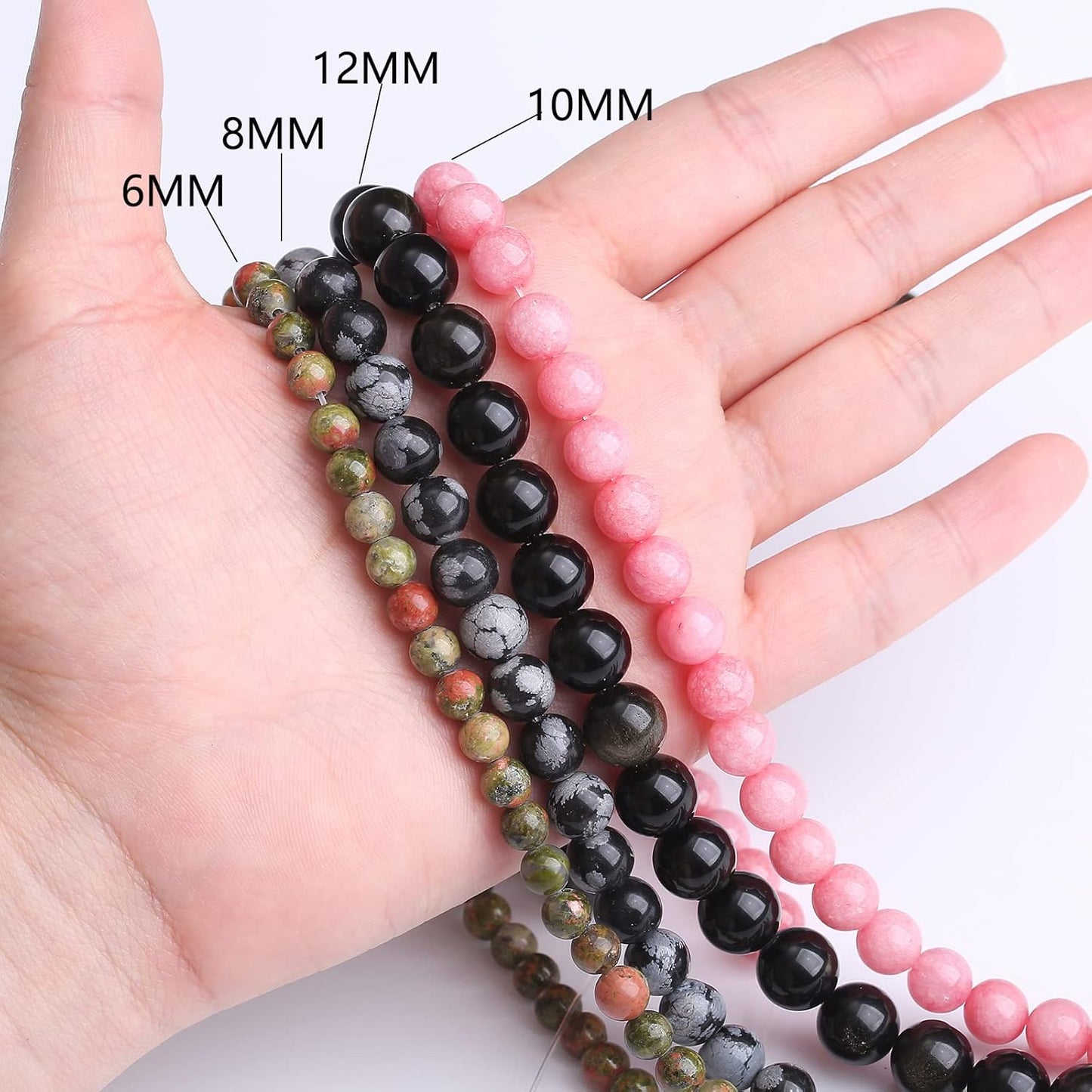 60PCS 6MM Natural Pink Opal Stone Beads for Jewelry Making DIY Energy Stone Healing Power Bracelet 15"