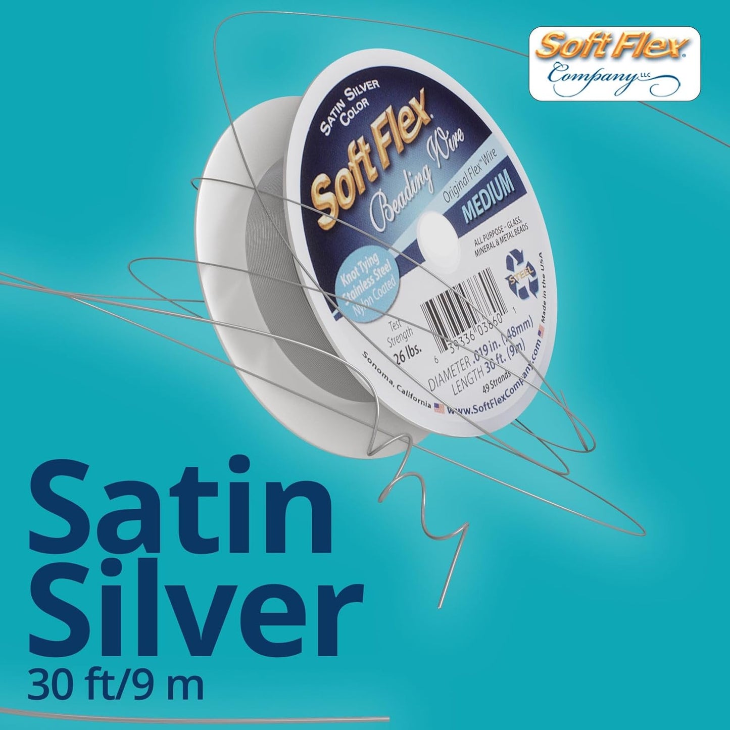 Soft Flex 49 Strand Beading Wire - Medium 0.19 Diameter - 30 Feet Nylon Design Wire - Crafty Corner