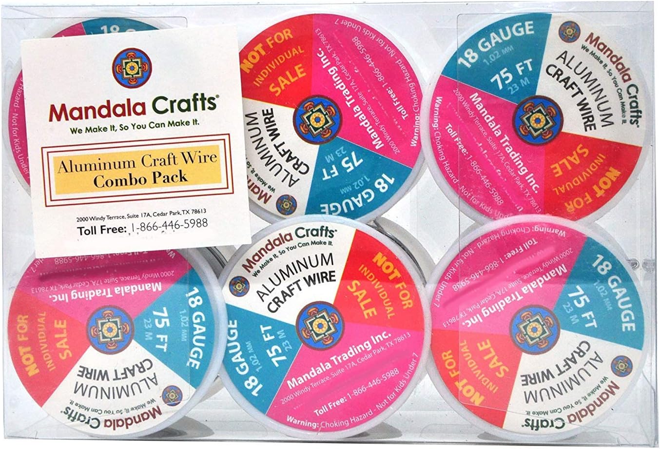 Mandala Crafts 18 Gauge Anodized Aluminum Craft Wire for Jewelry Making - 450 FT Colored Flexible Silver Combo Wire - Bendable for Bonsai Armature Crafting Sculpting - Crafty Corner