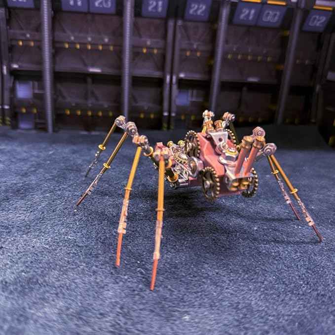 3D DIY Venomous Fang Sentinel Spider B Metal Puzzle Kits, 204PCS Mechanical Snail Metal Steampunk Insect Model Kit, Creative Collectible Display Piece for Adults