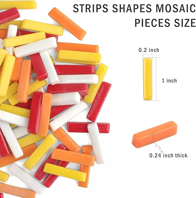Youway Style Mosaic Tiles for Crafts Bulk,200g Mixed Colors Mosaic Glass Pieces,Strips Shapes Glass Tiles for DIY Crafts Art,Mosaic Supplies and Mosaic Projects (Multi-Red)