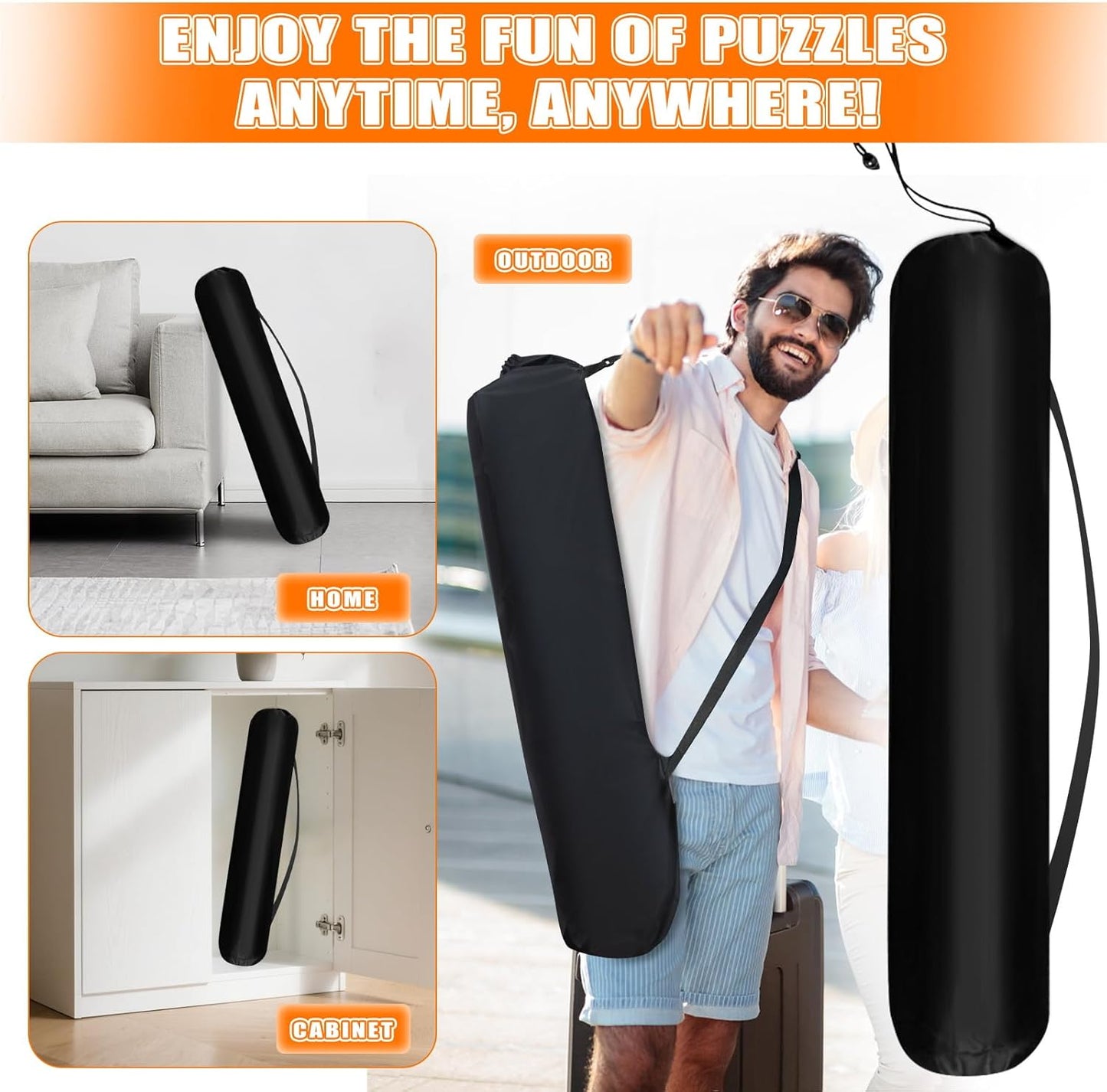 Nattork Jigsaw Puzzle Mat Roll Up,Portable Saver Pad Up to 2000 Pieces,with Non-Slip Rubber Bottom,4 Puzzle Sorting Trays & 1 Storage Bag
