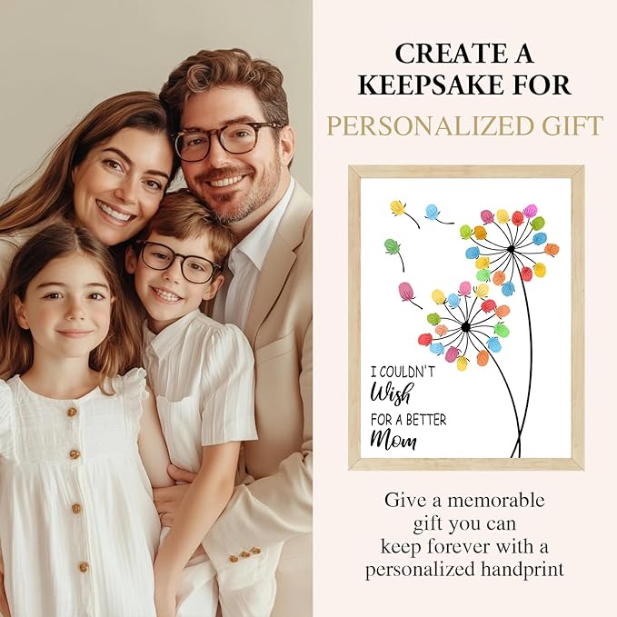 Physkoa Handprint Art Kit for Mom – Mommy Keepsake Craft with Poem & Frame – DIY Handprint Gift from Kids, Baby, Daughter, Son – Mother’s Day, New Mom, Birthday Present(2 Art Styles Included)