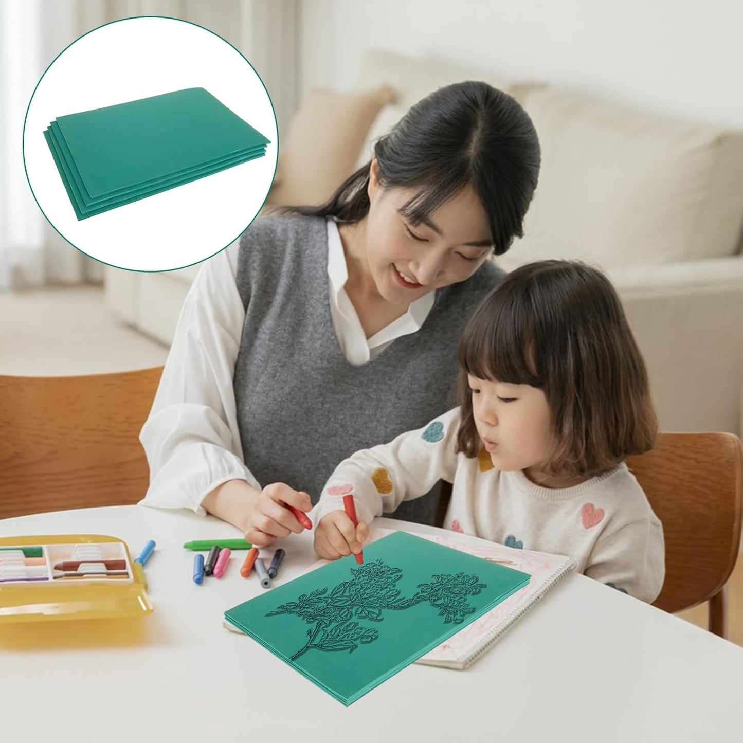 LDXDRU 10 Pack Linoleum Blocks for Printmaking, 8 x 10 Inch Linoleum Blocks Green Linocut Block Linoleum Block Printing for Engraving Art Project Printmaking Stamp Carving Block