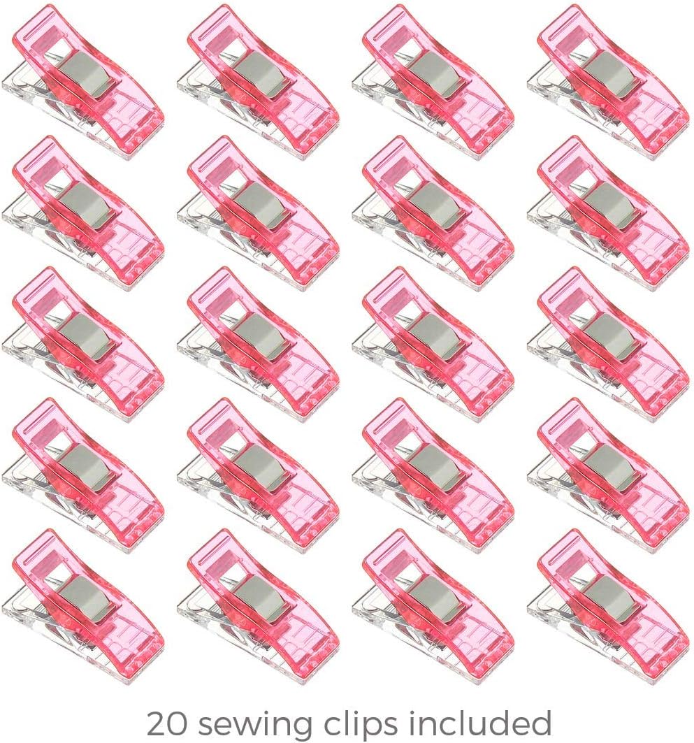 Rotary Cutter Set - Quilting Kit incl. 45mm Fabric Cutter, 5 Replacement Blades, A6 Cutting Mat and Craft Clips - Ideal for Crafting, Sewing, Patchworking, Crochet & Knitting (Pink, A6)