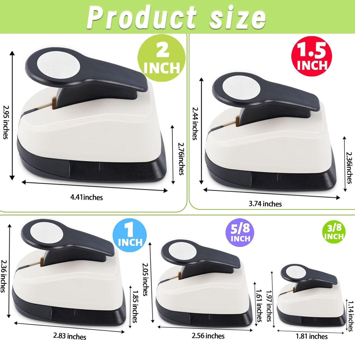 5 Circle Hole Punch, Circle Paper Punch, CirclePunches for Paper Crafts, Large Hole Puncher, Different Size of Scrapbooking Punches, Round Punch Shape for Scrapbook Card Making - Crafty Corner