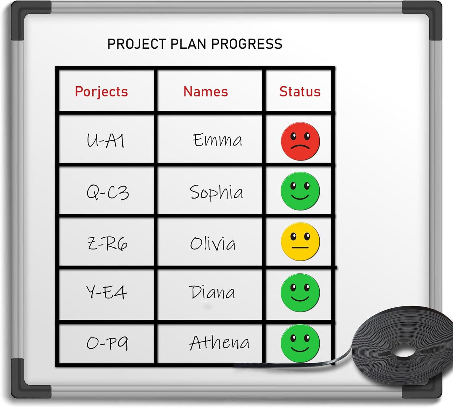 Magnetic Tape Roll Thin Strip, 1/5 Inch x 33 Feet Magnet Tape Line for Classroom Office, Magnetic Boarders for Witeboard (Black)