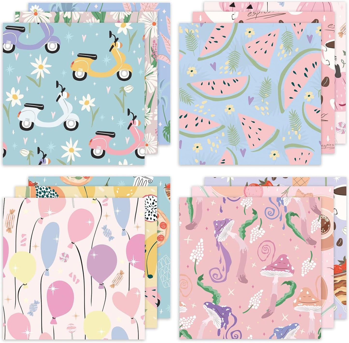 24 Sheets 12 Designs Scrapbook Paper Pad,6"×6” Single-Sided Decopodge Craft Cardstock Paper,Christmas Scrapbooking DIY Decorative Background Cardmaking Supplies.Cartoon - Crafty Corner
