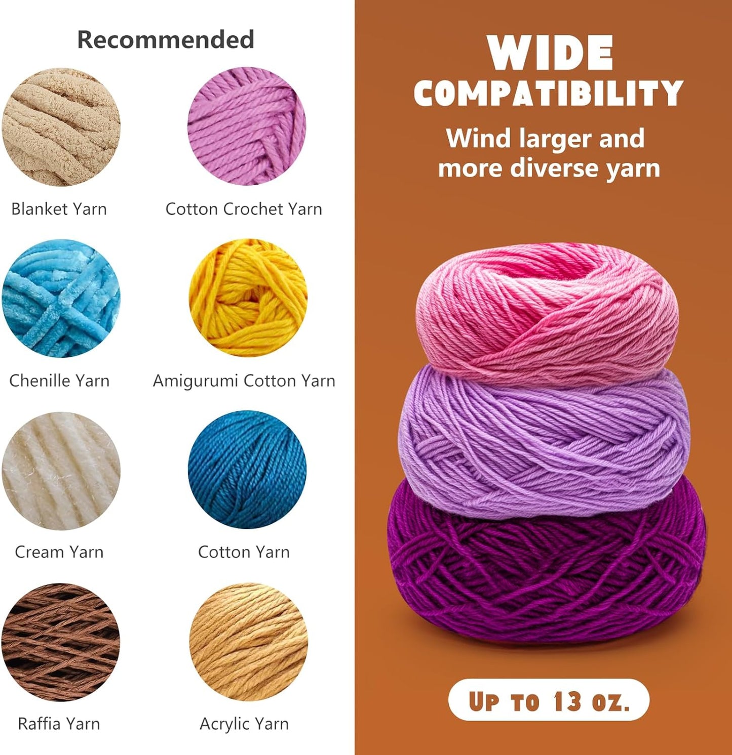Yarn Winder, Electric Yarn Ball Winder for Crocheting, Efficiently Cake with Strong Tension Adjustable Speed Up to 13 oz, Automatic Spinner Wool for Knitting Enthusiast (Grey)