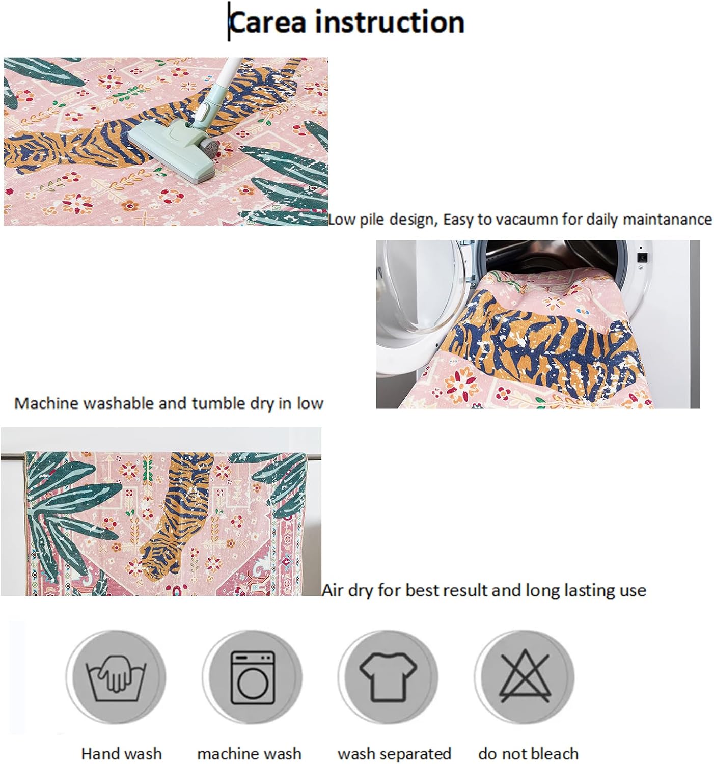 Oriental Tropical Hallway Runner Rug 2x6 Washable, Thin Stain Resistant Pink Boho Runner Rug for Entryway Kitchen Bedroom Laundry, Vintage Abstract Hippie Indian Botanical Long Floor Carpet