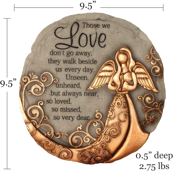 Spoontiques - Garden Décor - Bronze Angel Stepping Stone - Decorative Stone for Garden