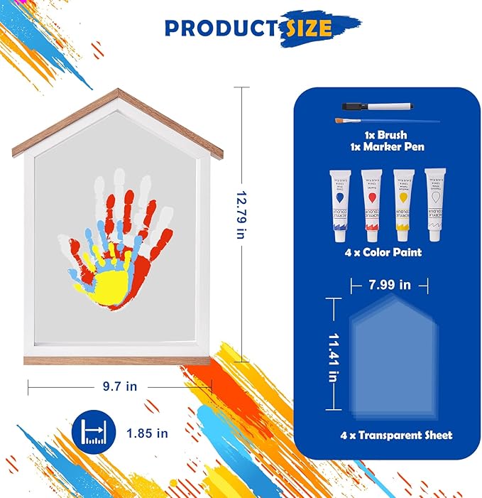 CHERRY CHEERS Exclusive House Shaped Family Handprint Kit; Unique DIY Keepsake, Complete Set, Meaningful Gift for Home Decor, Family Craft & Memory Making