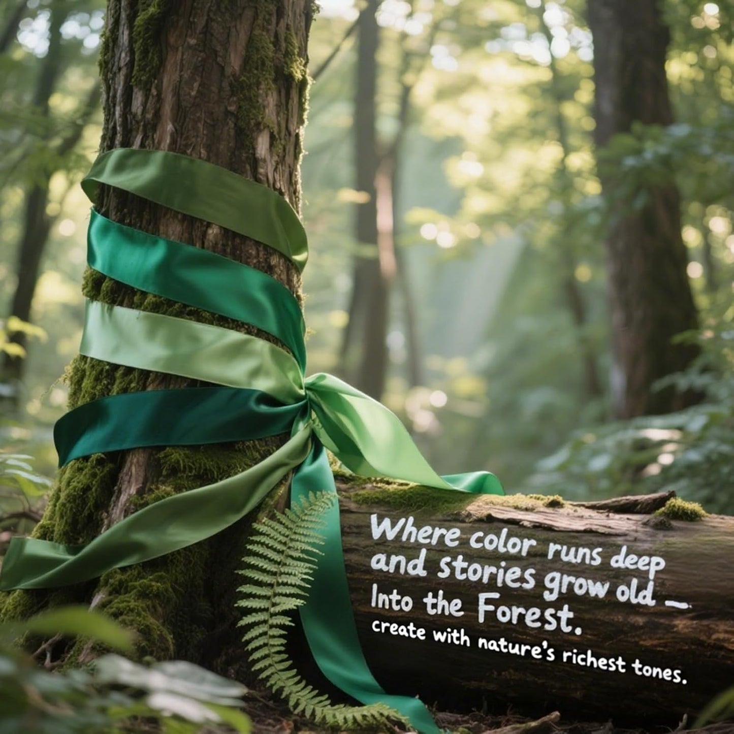 5/8 Inch Assorted Satin Ribbon Set, 50 Yards Double Faced Pack, Into The Forest 10 Colored Green Ribbon Bulk for Gift Wrapping, Crafts, Flower Bouquet, Eco Environment, Earthy Day, Forest Wedding