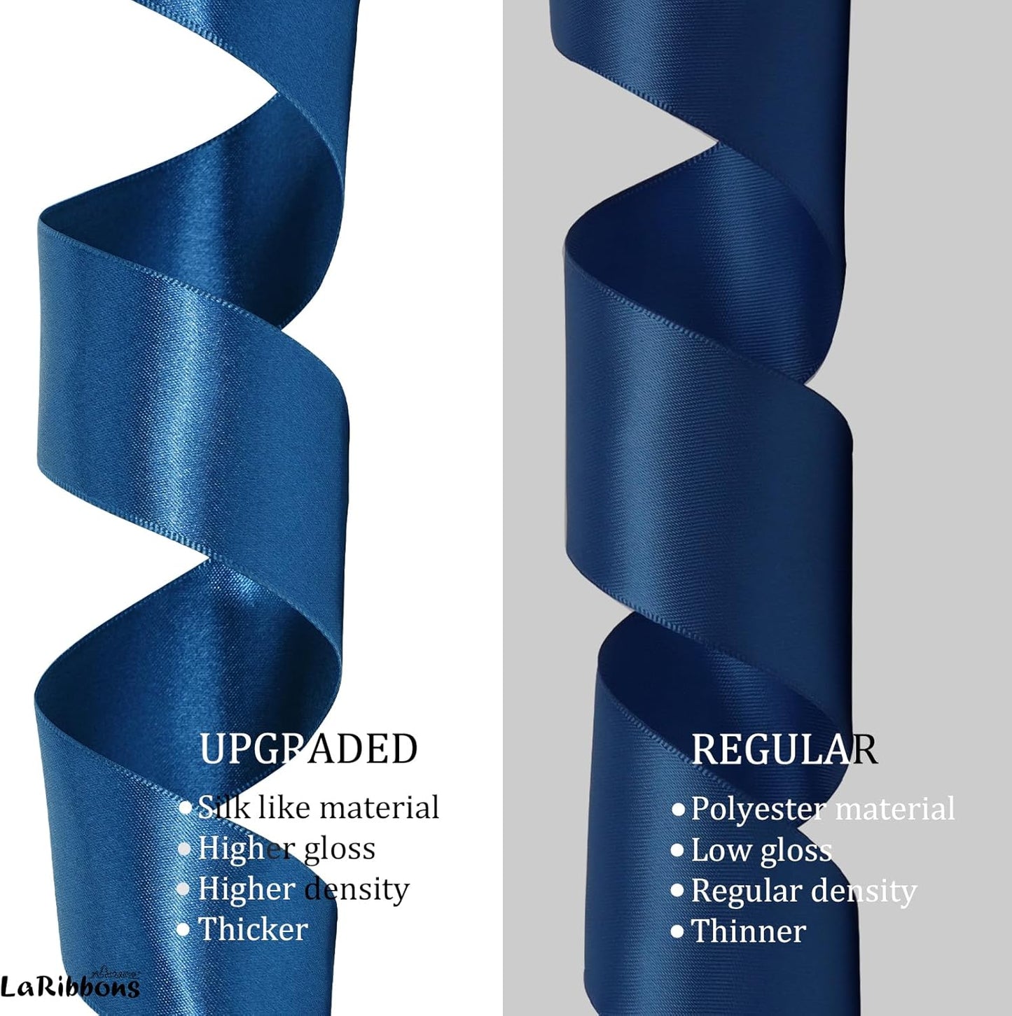 LaRibbons Navy Satin Ribbon 1 1/2 Inch 50 Yards Luxury Double Faced Blue Silk Ribbon for Flower Bouquet Crafts Gift Wrapping Wedding Bow Decoration - Crafty Corner