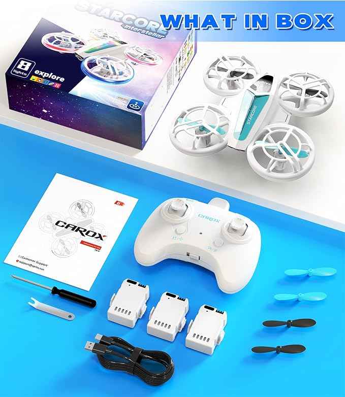 Drone for Kids–World's First Dual Module Lighting Kids Drone, 3pcs Batteries Starship Kids Drone,One-Key Takeoff,360° Flip,Auto-spin,Type-C Charging, Unique kids drones for age 6-8,8-12