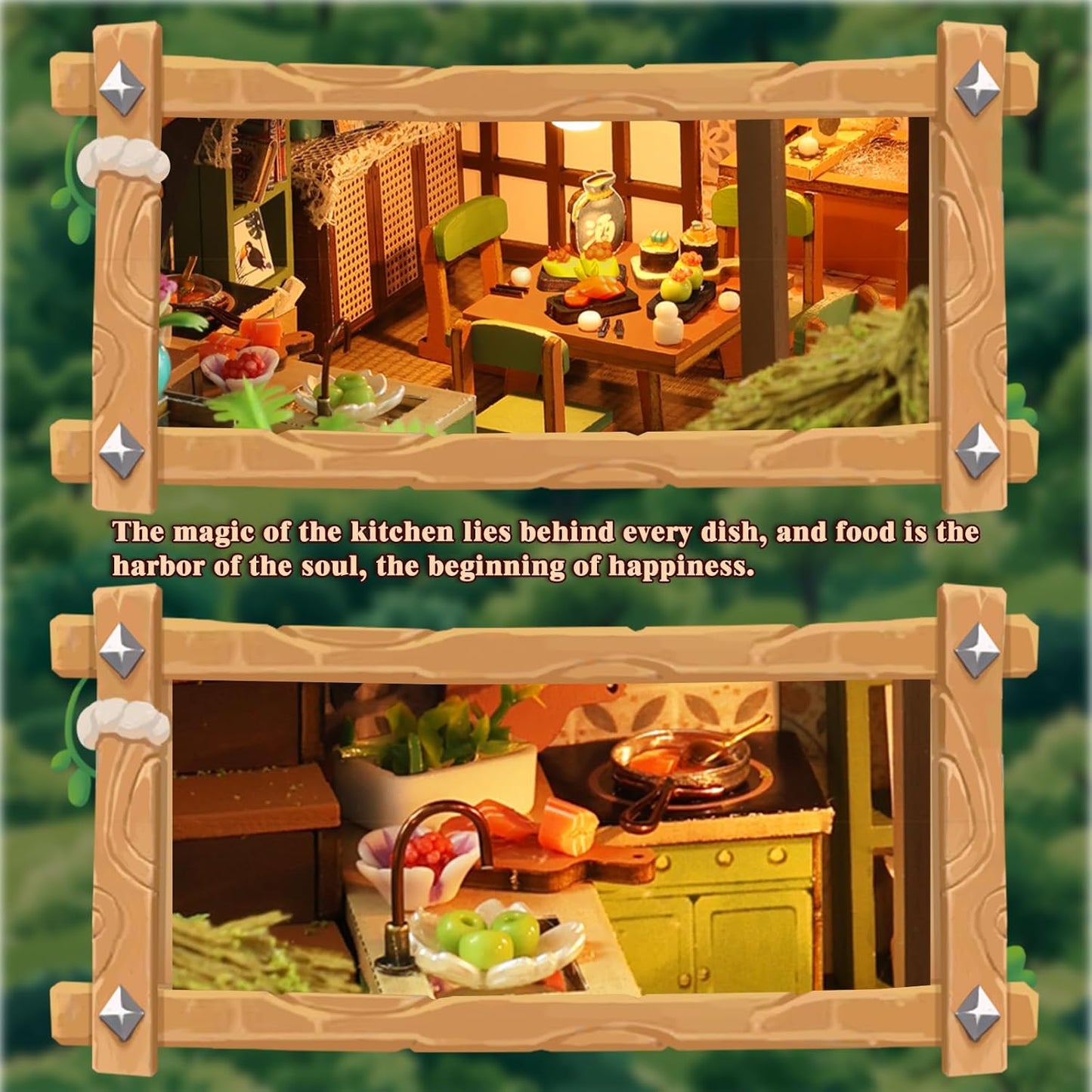 Miniature House Kit, Book Nook, 3D Wooden Puzzle, DIY Miniature Kit, Dollhouse Kit, Mini House Building Kit, Doll House Kits for Adults Teen to Build (Spring Courtyard)