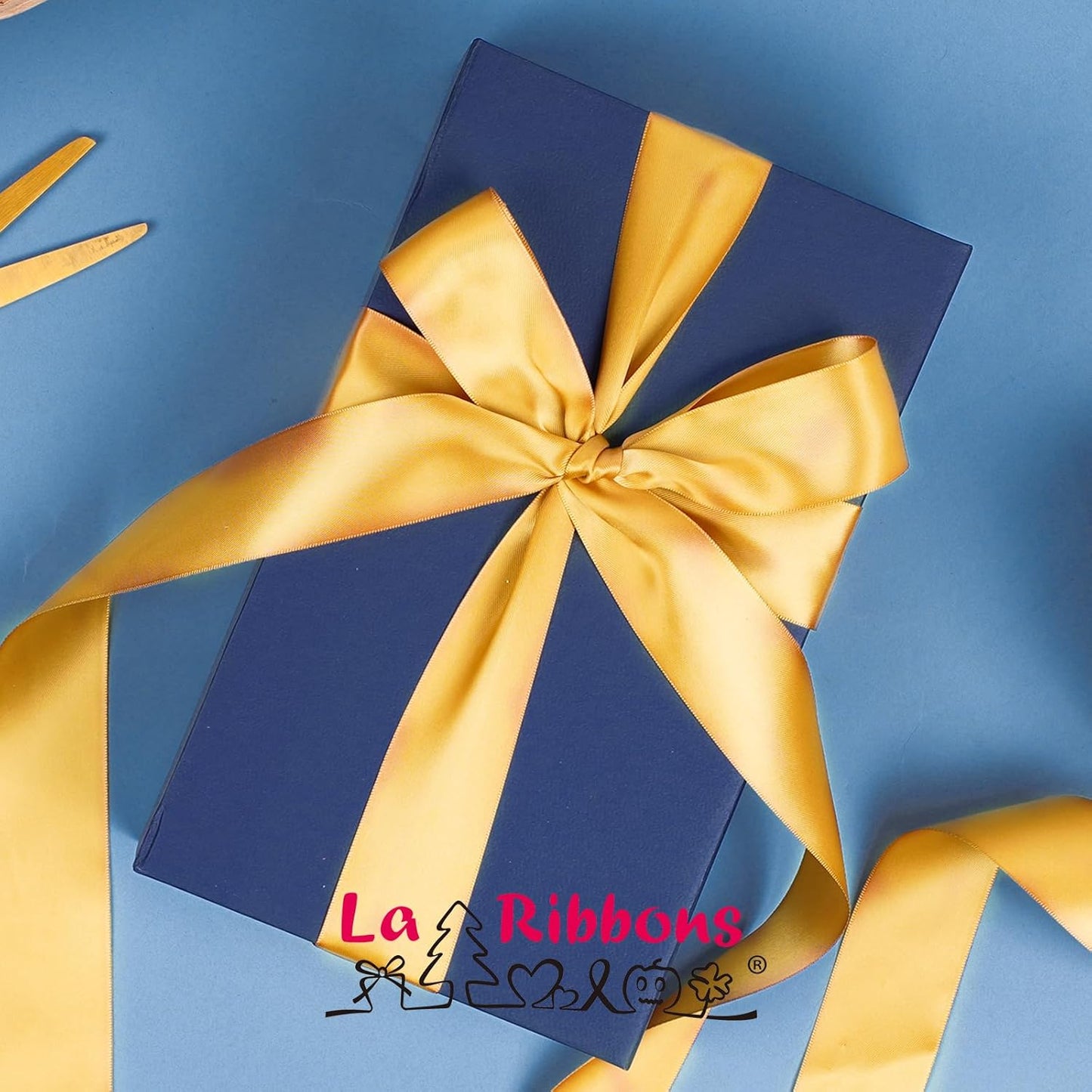 LaRibbons 1 1/2 Inch 50 Yard Double Faced Satin Ribbon,Yellow Gold Satin Craft Fabric Ribbon for Gift Wrapping Floral Bouquets Wedding Party Decoration - Crafty Corner