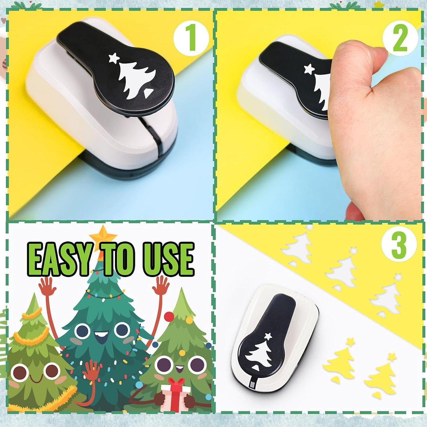 Christmas Punch, 1 inch Paper Punch for Christmas, Shape Hole Punches, Christmas Tree Punches for Paper Crafting, Pine Tree Puncher Lever Action Crafts Punch, Xmas Hole Punch for Scrapbooking DIY Arts - Crafty Corner