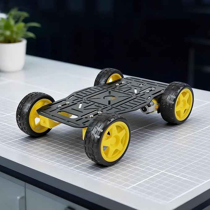 4WD Robot Car Chassis Kit for Arduino Raspberry Pi with Aluminum Alloy Chassis, TT Motor, 4 Wheels, Robot Car Platform for Robotics Projects, DIY Robot Chassis