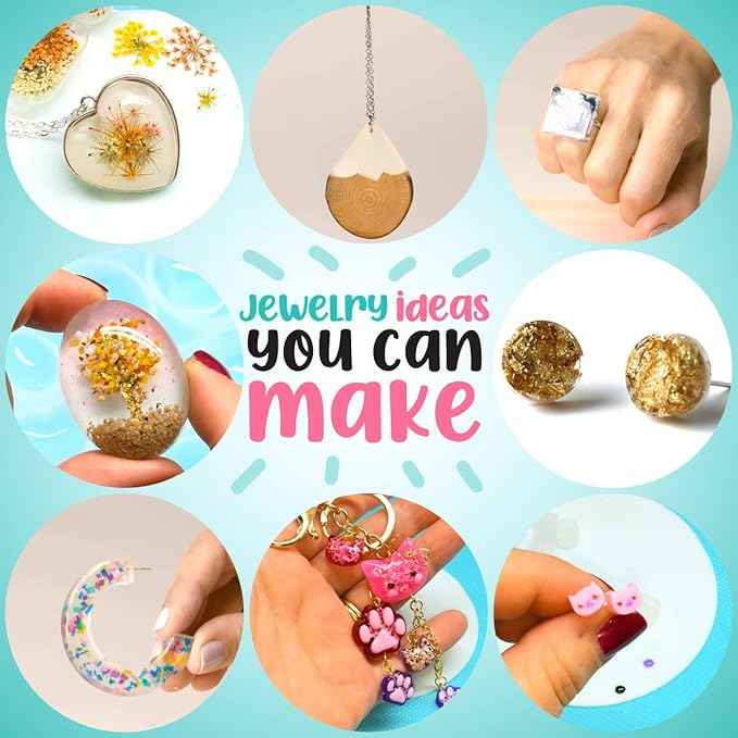 Goody King Resin Jewelry Making Starter Kit - Resin Kits for Beginners with Molds and Resin Jewelry Making Supplies - Silicone Casting Mold, Tools Set Clear Epoxy for DIY Jewelry