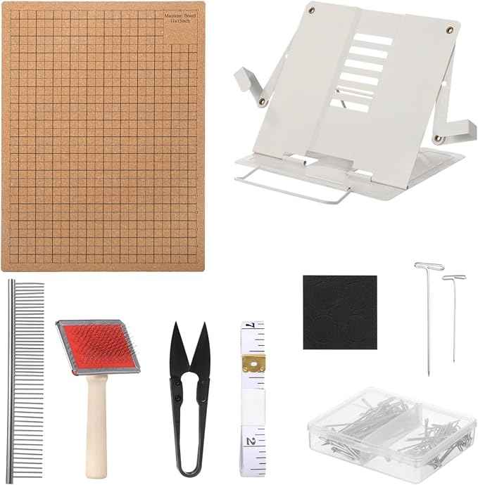 106 PCS Macrame Board Set, with 12x16 Inch Macrame Board Adjustable Holder with T Pins Double Sided Grids Bracelet Making Board with Brush Scissor Ruler Tools for Braiding Cording Creating (A)